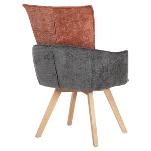 Dining chair Rex fabric in tile red-gray-legs beech solid 53x60x93hcm Hm9847,06