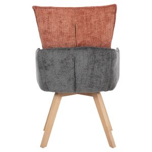 Dining chair Rex fabric in tile red-gray-legs beech solid 53x60x93hcm Hm9847,06