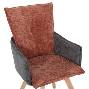 Dining chair Rex fabric in tile red-gray-legs beech solid 53x60x93hcm Hm9847,06