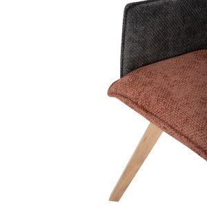 Dining chair Rex fabric in tile red-gray-legs beech solid 53x60x93hcm Hm9847,06