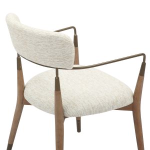 Dining chair Roy solid beech - ecru fabric - metal 51x48x77.5hcm Hm9978