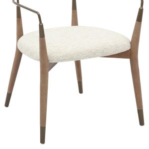 Dining chair Roy solid beech - ecru fabric - metal 51x48x77.5hcm Hm9978