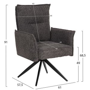 Dining chair Zorin gray fabric-black metal base 64x66x94.5hcm Hm9846.03