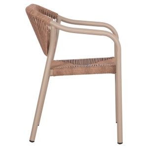 Трапезно кресло алуминиево Lucci Hm6266.02 Mocha Frame P.e. натурален ратан 58x56x79hcm.