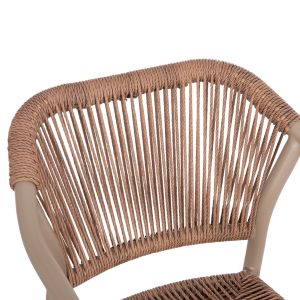 Трапезно кресло алуминиево Lucci Hm6266.02 Mocha Frame P.e. натурален ратан 58x56x79hcm.
