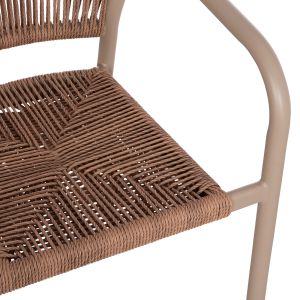 Трапезно кресло алуминиево Lucci Hm6266.02 Mocha Frame P.e. натурален ратан 58x56x79hcm.
