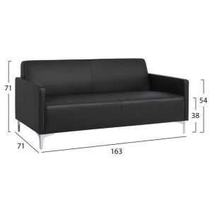 Three-seater sofa Nellie Hm3159,31 black leather 163x71x71cm