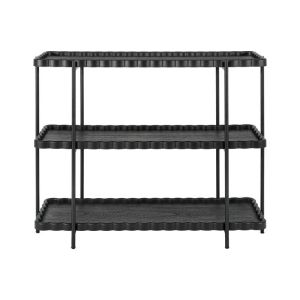 Триетажен помощен Mdf рафт с метални крака Fl03250 черен цвят 122x42x96см