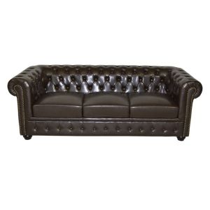 Триместен диван Chesterfield тъмно кафява кожа Hm3009,01