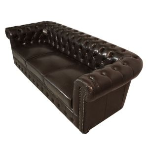 Триместен диван Chesterfield тъмно кафява кожа Hm3009,01
