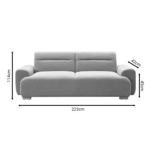 Three-seater sofa Harmonious beige boucle 223x42x114cm