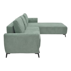 Three-seater sofa with chest, mint-colored fabric, 286x204x93cm