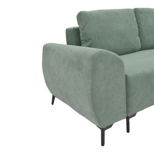 Three-seater sofa with chest, mint-colored fabric, 286x204x93cm