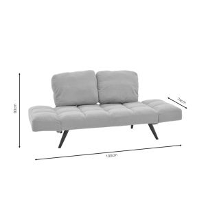 Three-seater sofa bed Jackie gray boucle with black metal legs 190x80x74cm