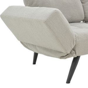 Three-seater sofa bed Jackie gray boucle with black metal legs 190x80x74cm