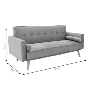 Three-seater sofa bed Success plush color rose ash 190x80x84cm