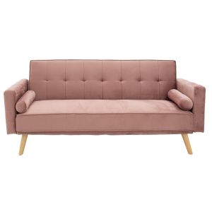 Three-seater sofa bed Success plush color rose ash 190x80x84cm