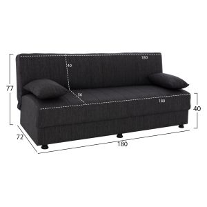 Three-seater sofa bed with storage in gray Hm3239.03
