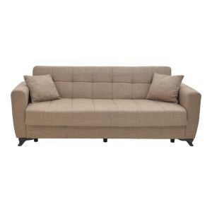 Триместен разтегателен диван с ракла Modesto светло кафяв текстил 215x85x80cm