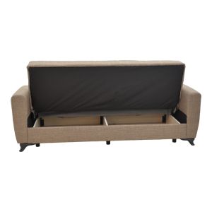 Триместен разтегателен диван с ракла Modesto светло кафяв текстил 215x85x80cm