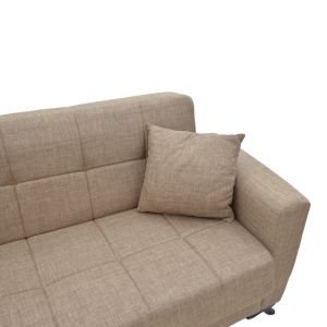 Триместен разтегателен диван с ракла Modesto светло кафяв текстил 215x85x80cm