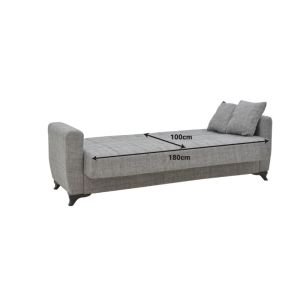 Триместен разтегателен диван с ракла Modesto светло кафяв текстил 215x85x80cm