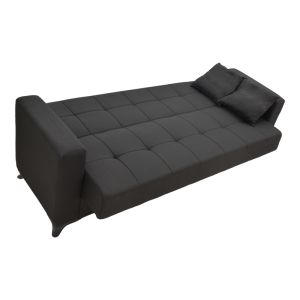 Триместен разтегателен диван с ракла Modesto черен текстил 215x85x80cm