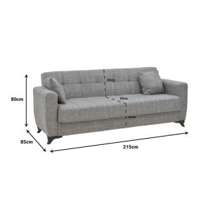 Триместен разтегателен диван с ракла Modesto черен текстил 215x85x80cm