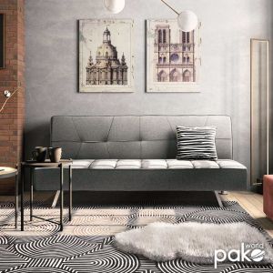 Three-seater sofa bed Travis with gray textile fabric 175x83x74cm