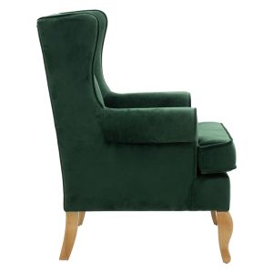 Тъмно зелено кресло дамаска кадифе Granny Valentia Chesterfield Polina2 73x77x100cm