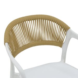 Armchair Ankara stackable Pp white shade with beige rattan 57x48x80cm