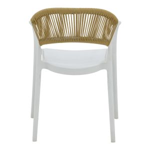 Armchair Ankara stackable Pp white shade with beige rattan 57x48x80cm