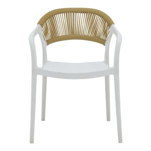 Armchair Ankara stackable Pp white shade with beige rattan 57x48x80cm