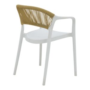 Armchair Ankara stackable Pp white shade with beige rattan 57x48x80cm