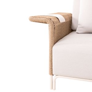 Aurora armchair Sm6419.01, aluminum, ivory color - beige cushions 122.5x93.5x73h