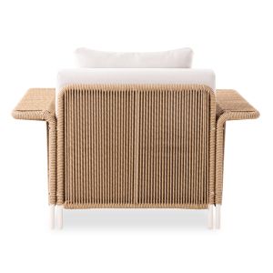 Aurora armchair Sm6419.01, aluminum, ivory color - beige cushions 122.5x93.5x73h