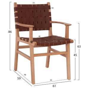 Фотьойл Felipe Hm9328.11 Toon Wood Pu Leather Brown 61x59x86hcm.