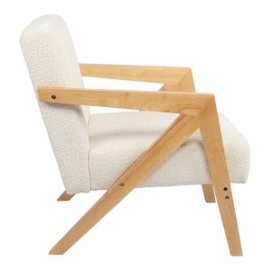 Garifa armchair white fabric and natural legs 79x75x75cm