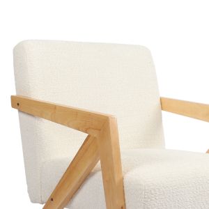 Garifa armchair white fabric and natural legs 79x75x75cm