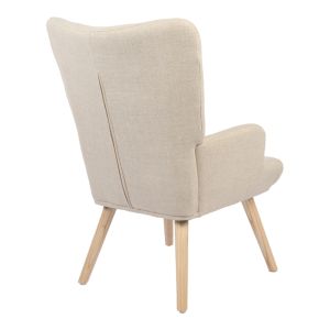 Gerlina armchair with cream fabric and natural legs 71x64x94cm