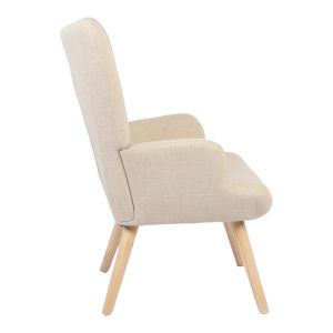 Gerlina armchair with cream fabric and natural legs 71x64x94cm