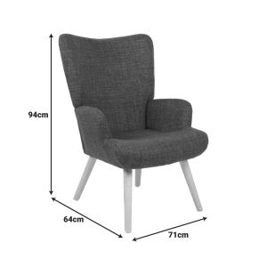 Gerlina armchair with cream fabric and natural legs 71x64x94cm