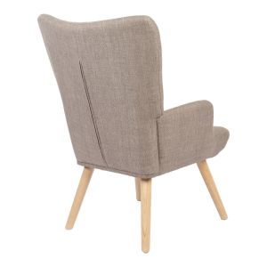 Armchair Gerlina gray-beige fabric and natural color legs 71x64x94cm