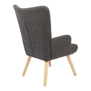 Armchair Gerlina dark gray fabric and natural color legs 71x64x94cm