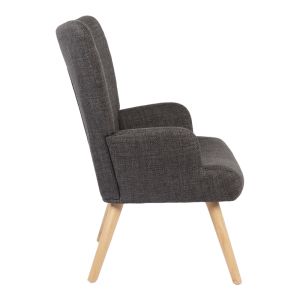 Armchair Gerlina dark gray fabric and natural color legs 71x64x94cm