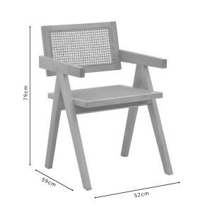 Armchair Kalen natural rubber wood 52x59x79cm