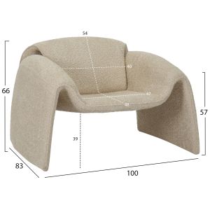 Фотьойл Laforge Hm9679,03 бежово плюшено букле - размери 100x83x66cm