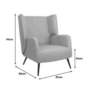 Armchair Mareta gray-beige fabric and black legs 83x80x99cm