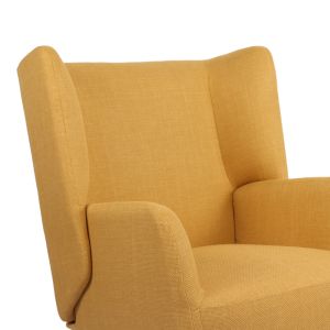 Armchair Mareta, yellow fabric and black legs, 83x80x99 cm