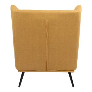 Armchair Mareta, yellow fabric and black legs, 83x80x99 cm